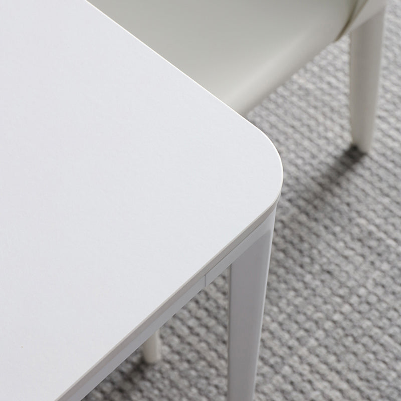 Mesa de comedor de cocina blanca moderna Mesa de comedor rectangular de piedra sinterizada con 4 patas base