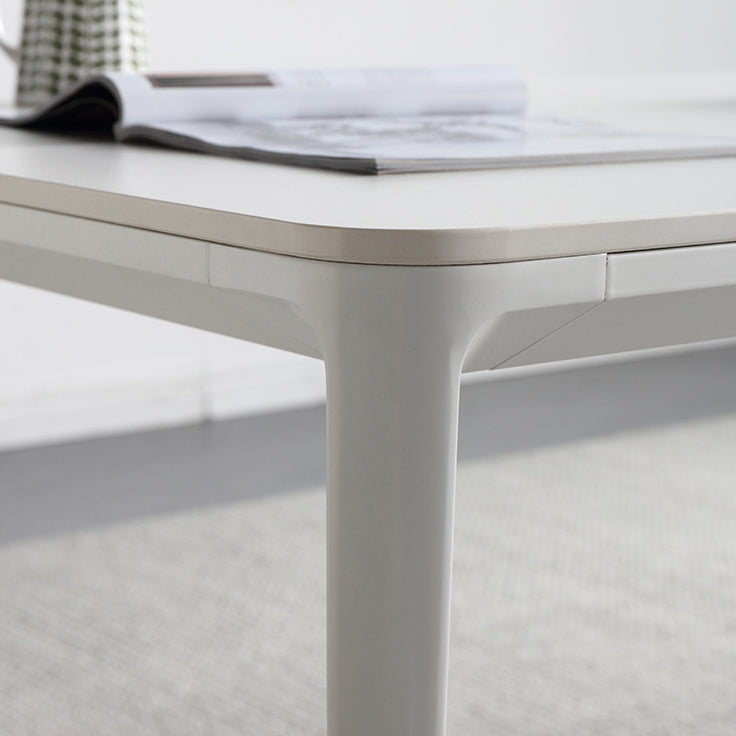 Mesa de comedor de cocina blanca moderna Mesa de comedor rectangular de piedra sinterizada con 4 patas base
