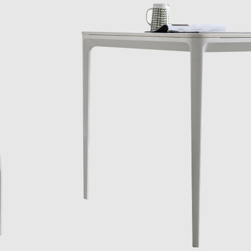 Mesa de comedor de cocina blanca moderna Mesa de comedor rectangular de piedra sinterizada con 4 patas base