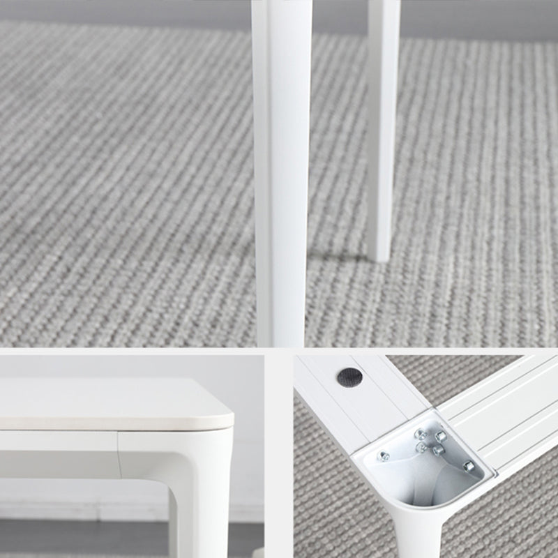 Mesa de comedor de cocina blanca moderna Mesa de comedor rectangular de piedra sinterizada con 4 patas base