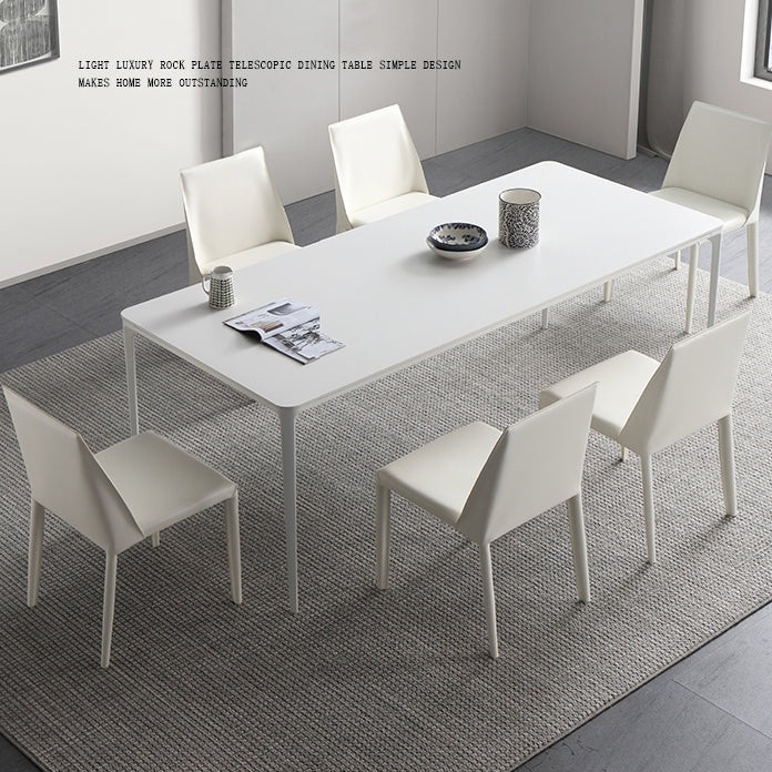 Mesa de comedor de cocina blanca moderna Mesa de comedor rectangular de piedra sinterizada con 4 patas base