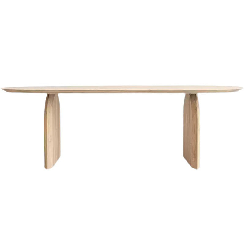 Table de bois massif en pin ovale table à manger moderne avec piédestal double en bois pour restaurant