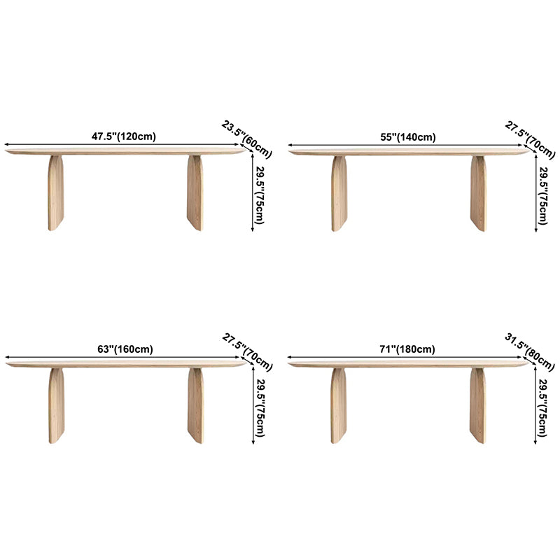 Table de bois massif en pin ovale table à manger moderne avec piédestal double en bois pour restaurant