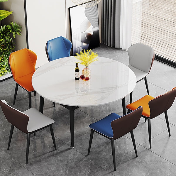 Modern Style Sintered Stone Dining Table Rectangle Table with Black Legs for Home