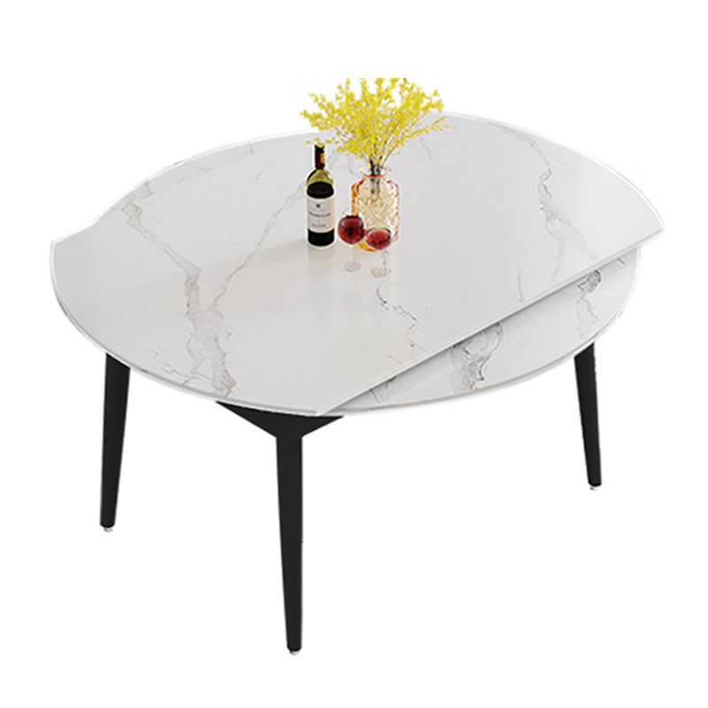 Modern Style Sintered Stone Dining Table Rectangle Table with Black Legs for Home