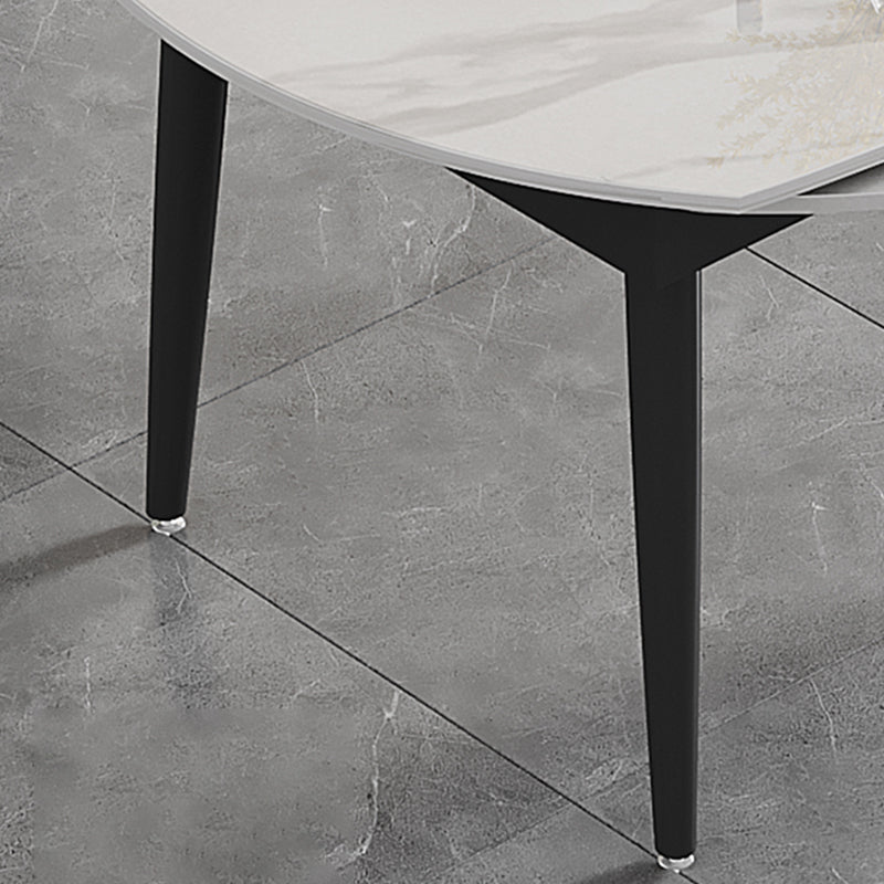 Modern Style Sintered Stone Dining Table Rectangle Table with Black Legs for Home