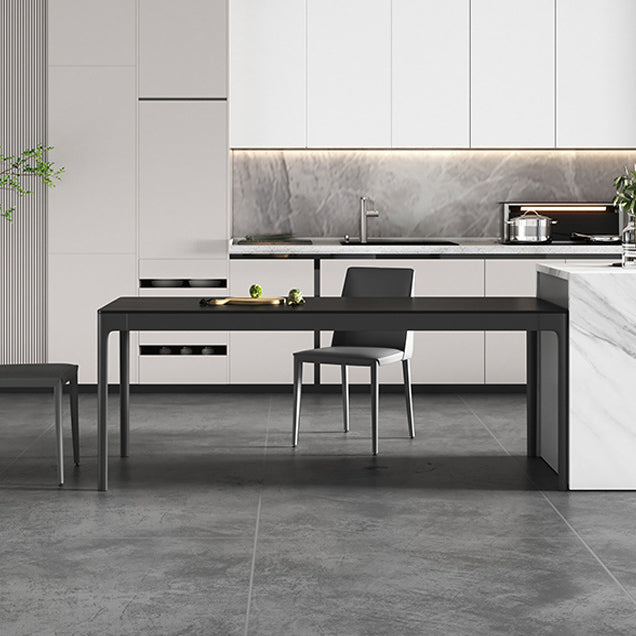 Cena de comedor de piedra sinterizada de estilo moderno Mesa de cocina Black Rectangle Mesa