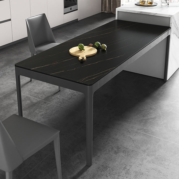 Cena de comedor de piedra sinterizada de estilo moderno Mesa de cocina Black Rectangle Mesa