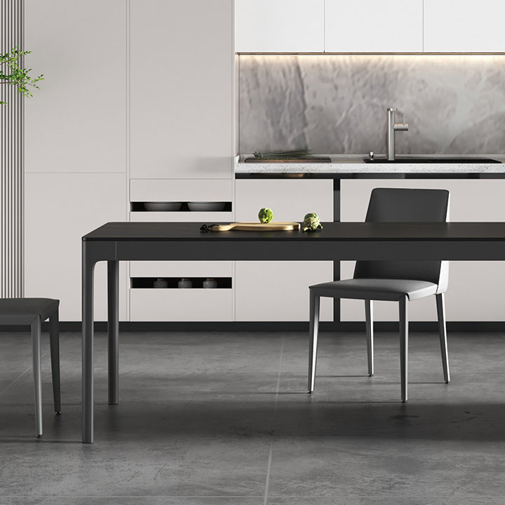 Cena de comedor de piedra sinterizada de estilo moderno Mesa de cocina Black Rectangle Mesa