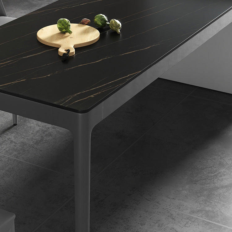Cena de comedor de piedra sinterizada de estilo moderno Mesa de cocina Black Rectangle Mesa