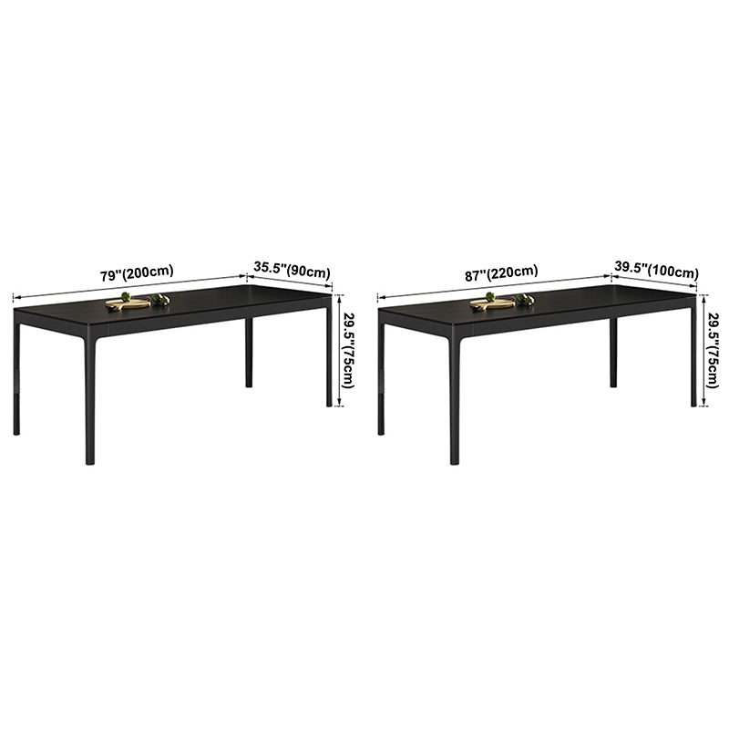 Cena de comedor de piedra sinterizada de estilo moderno Mesa de cocina Black Rectangle Mesa