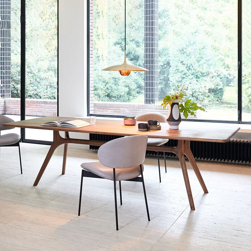 Rectangle Shape Wood Color Dining Table Solid Wood Table Modern with 4 Legs