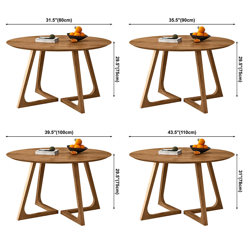 Eigentijdse ronde eettafel dennen vaste houten tafel met dubbele voetstuk