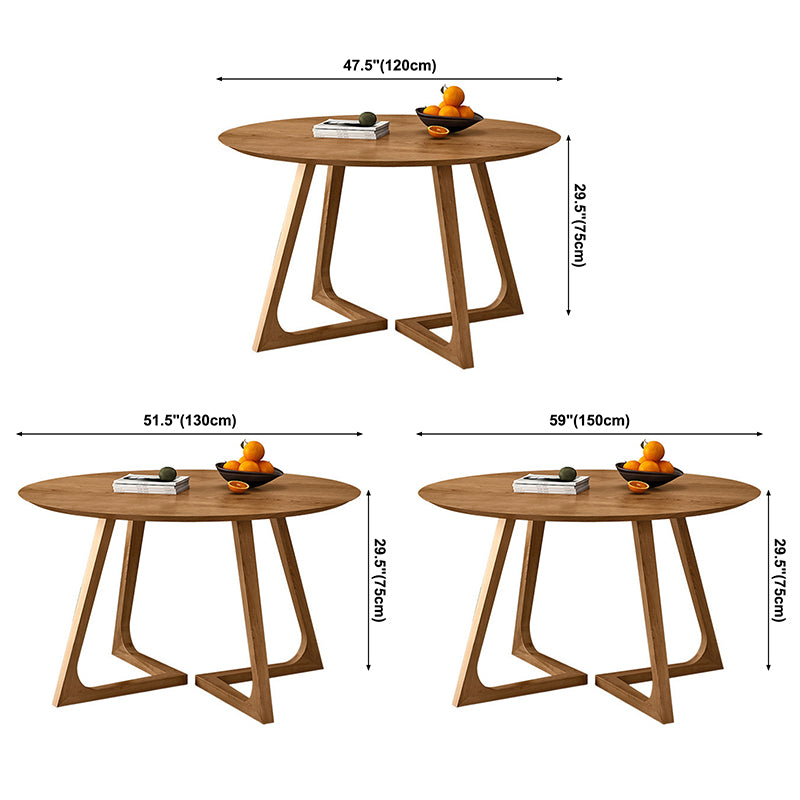 Eigentijdse ronde eettafel dennen vaste houten tafel met dubbele voetstuk