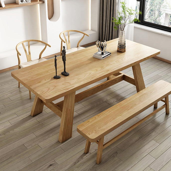 Mesa de comedor de caballete rectángulo colección de comedor de madera maciza para interiores