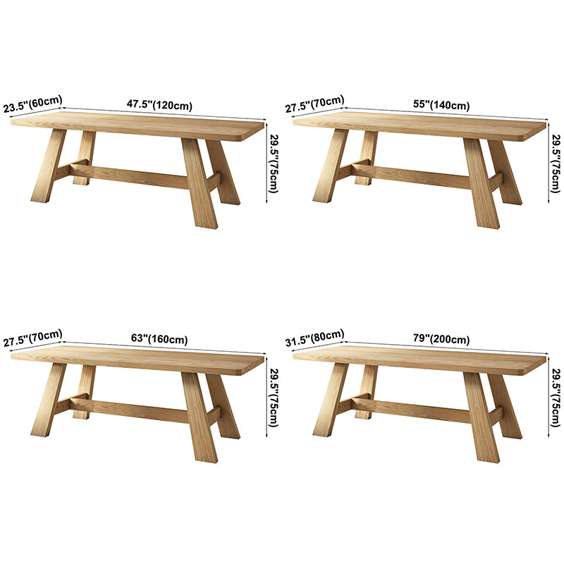 Mesa de comedor de caballete rectángulo colección de comedor de madera maciza para interiores