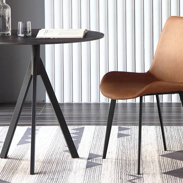 Moderne stijl gesinterde stenen eettafel zwarte ronde tafel met 3 poten