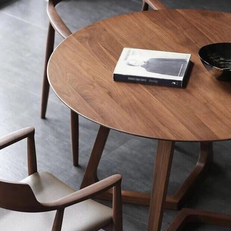 Tavolo da pranzo moderno a doppio piedistallo rotondo tavolo fisso in legno massiccio