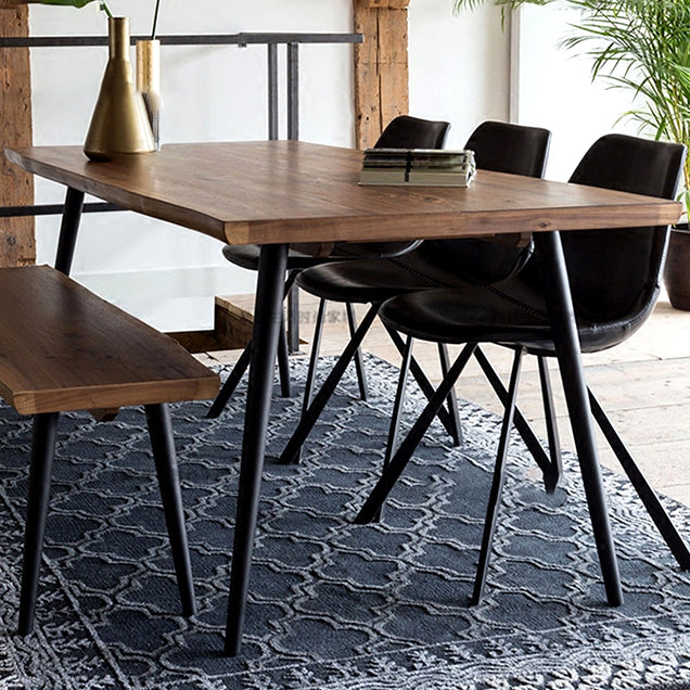 Modern Solid Wood Kitchen Dining Table Standard Rectangle Dining Table with 4 Legs Base