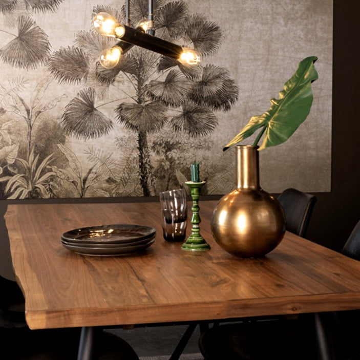 Modern Solid Wood Kitchen Dining Table Standard Rectangle Dining Table with 4 Legs Base