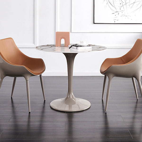 Tavolo da pranzo in pietra sinterizzato in stile moderno bianco tavolo da pranzo a base di tulipani rotondi