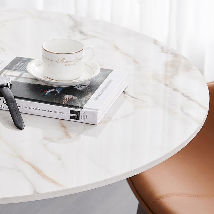 Tavolo da pranzo in pietra sinterizzato in stile moderno bianco tavolo da pranzo a base di tulipani rotondi