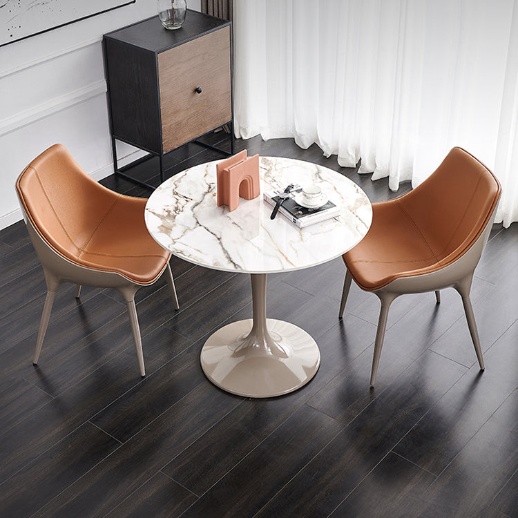 Tavolo da pranzo in pietra sinterizzato in stile moderno bianco tavolo da pranzo a base di tulipani rotondi