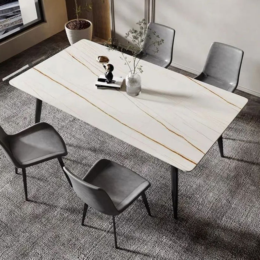Contemporary Rectangle Dining Table Sintered Stone Table with 4 Legs for Home Kitchen Dinner