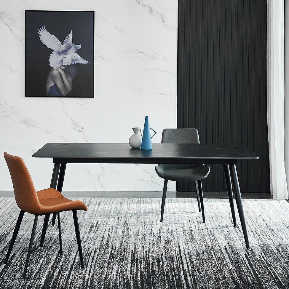 Contemporary Rectangle Dining Table Sintered Stone Table with 4 Legs for Home Kitchen Dinner
