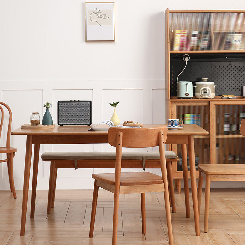 Rectangle Dining Table Contemporary Dinner Room Solid Wood Table with 4-foot