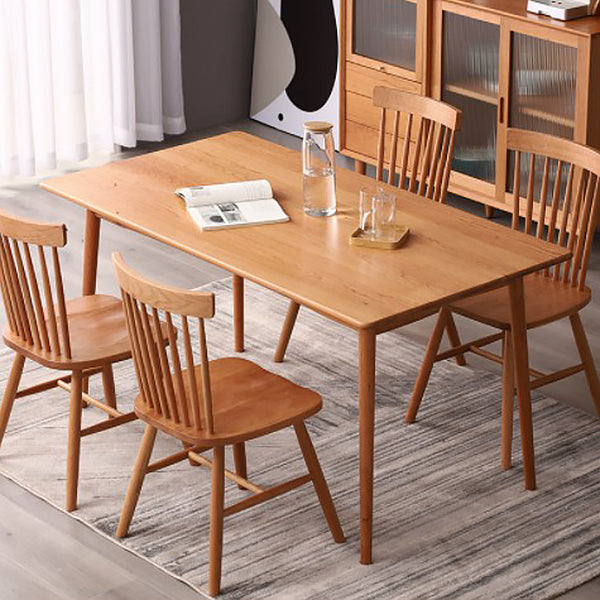 Rectangle Dining Table Contemporary Dinner Room Solid Wood Table with 4-foot