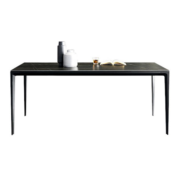 Mesa de comedor rectangular moderna Mesa de comedor de piedra sinterizada con 4 patas de metal