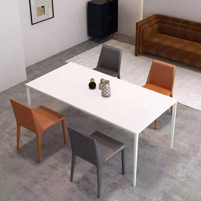 Mesa de comedor rectangular moderna Mesa de comedor de piedra sinterizada con 4 patas de metal