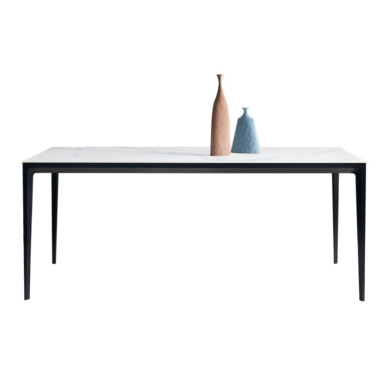 Mesa de comedor rectangular moderna Mesa de comedor de piedra sinterizada con 4 patas de metal