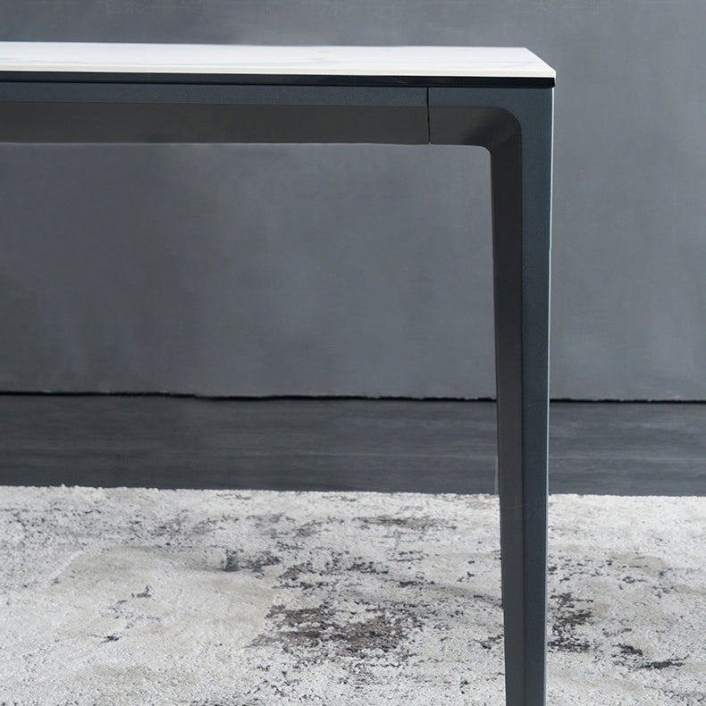 Mesa de comedor rectangular moderna Mesa de comedor de piedra sinterizada con 4 patas de metal