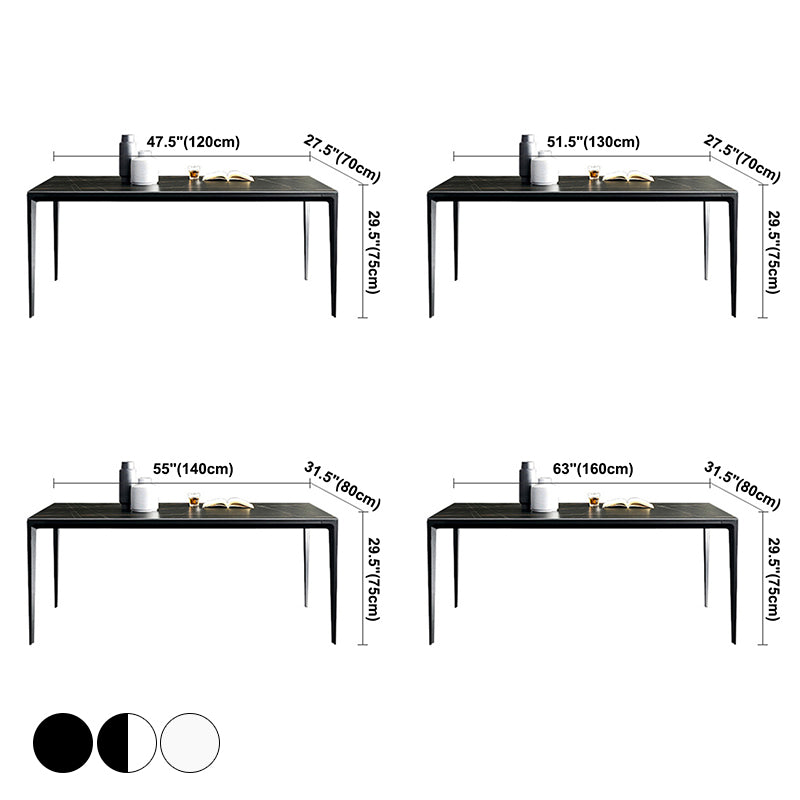 Mesa de comedor rectangular moderna Mesa de comedor de piedra sinterizada con 4 patas de metal