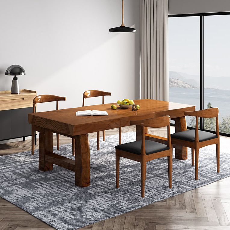 Minimalist Solid Wood Brown Dining Table Kitchen Rectangle Dining Table for Kitchen