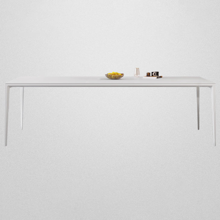 Mesa de comedor rectangular moderna Mesa de comedor de piedra sinterizada con 4 piernas blancas para la cena de cocina en casa