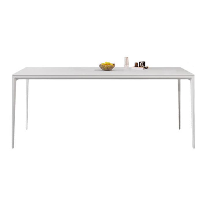 Mesa de comedor rectangular moderna Mesa de comedor de piedra sinterizada con 4 piernas blancas para la cena de cocina en casa