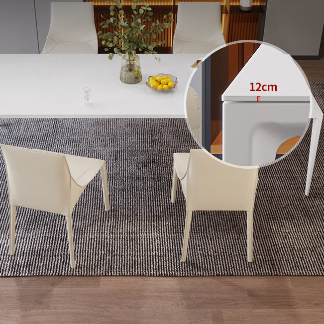 Mesa de comedor rectangular moderna Mesa de comedor de piedra sinterizada con 4 piernas blancas para la cena de cocina en casa