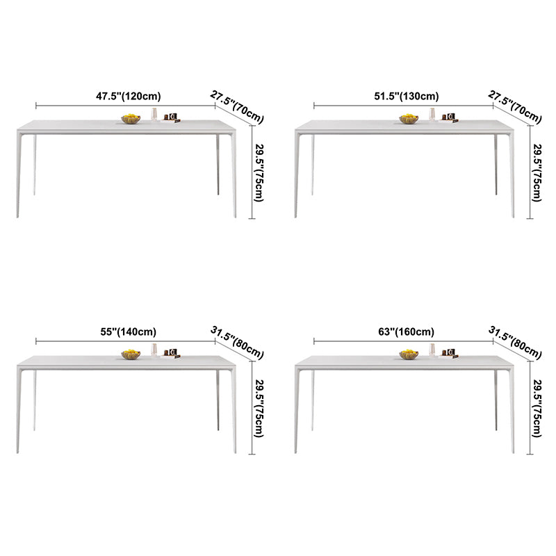 Mesa de comedor rectangular moderna Mesa de comedor de piedra sinterizada con 4 piernas blancas para la cena de cocina en casa