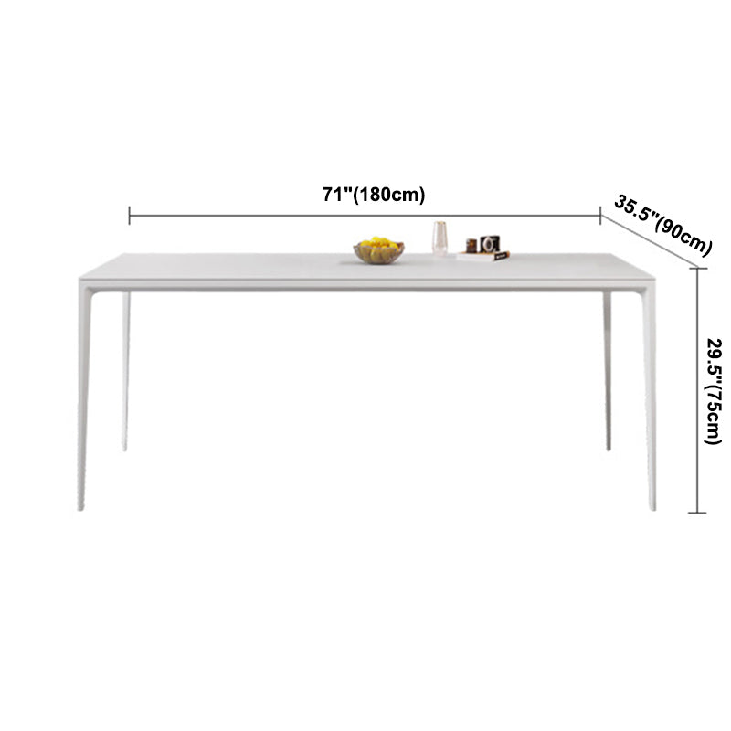 Mesa de comedor rectangular moderna Mesa de comedor de piedra sinterizada con 4 piernas blancas para la cena de cocina en casa
