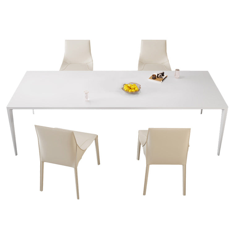 Mesa de comedor rectangular moderna Mesa de comedor de piedra sinterizada con 4 piernas blancas para la cena de cocina en casa