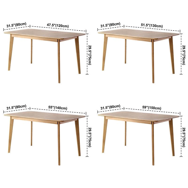 Mesa de comedor rectangular colección de comedor de madera maciza con 4 pies