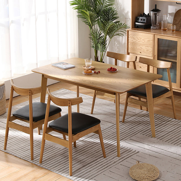 Mesa de comedor rectangular colección de comedor de madera maciza con 4 pies