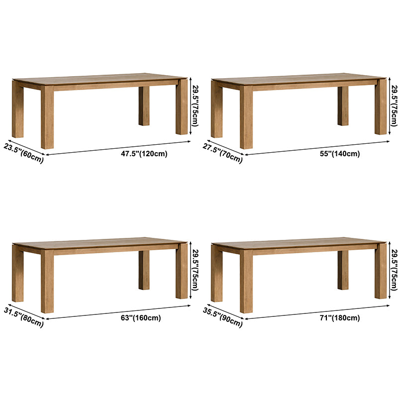Rectangle Pine Solid Wood Table Modern Dining Table with 4 Legs for Restaurant Living Room
