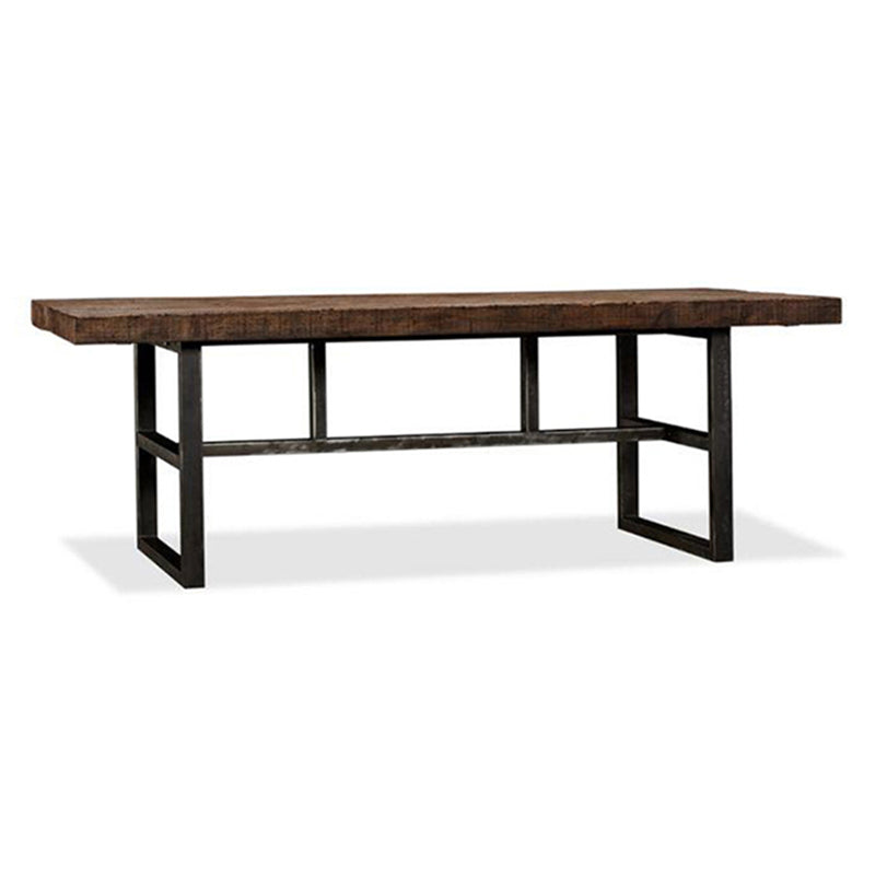 Contemporary Brown Kitchen Dining Table Rectangle Solid Wood Dining Table with Trestle Base