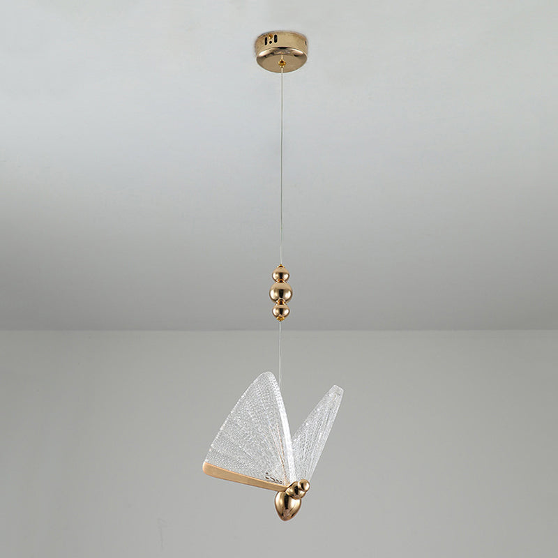 Luz colgante de mariposa acrílica, luces de techo colgantes de lujo modernas para dormitorio