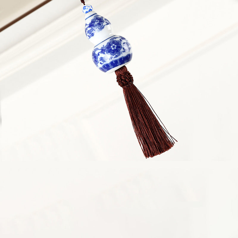 Drum Flush mount Asia Style Fabric Flush Ceiling Light for Living Room