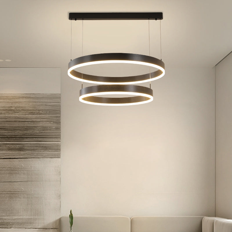 2-laag kroonluchter licht minimalistische stijl cirkelvormige metalen hanglamp voor slaapkamer